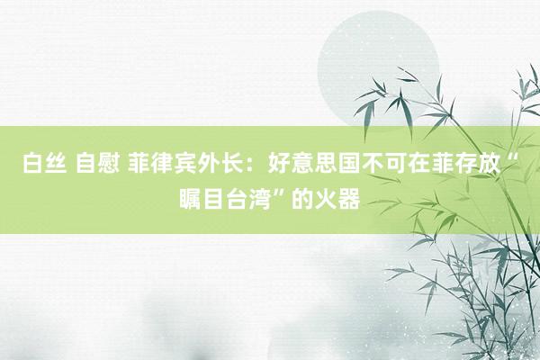 白丝 自慰 菲律宾外长：好意思国不可在菲存放“瞩目台湾”的火器