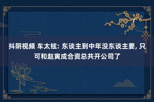 抖阴视频 车太铉: 东谈主到中年没东谈主要， 只可和赵寅成合资总共开公司了